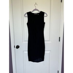 Tahari Gathered Sleeveless Navy Dress Size XS